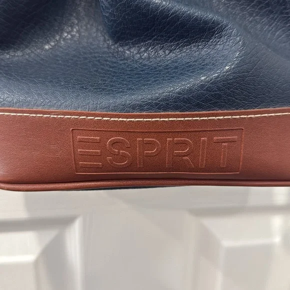 Vintage esprit hunter green and Brown Leather Bucket Bag - Picture 3 of 6